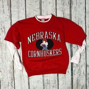Vintage 1980s Nebraska Cornhuskers Red Sweatshirt Football Basketball 80s